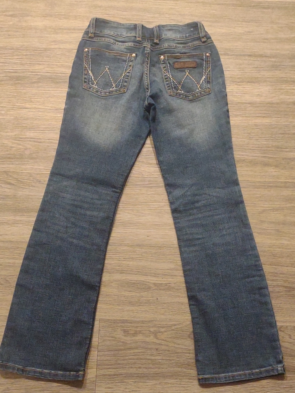 Wrangler Women's Blue Flare Jeans with Embroidered Back Pockets